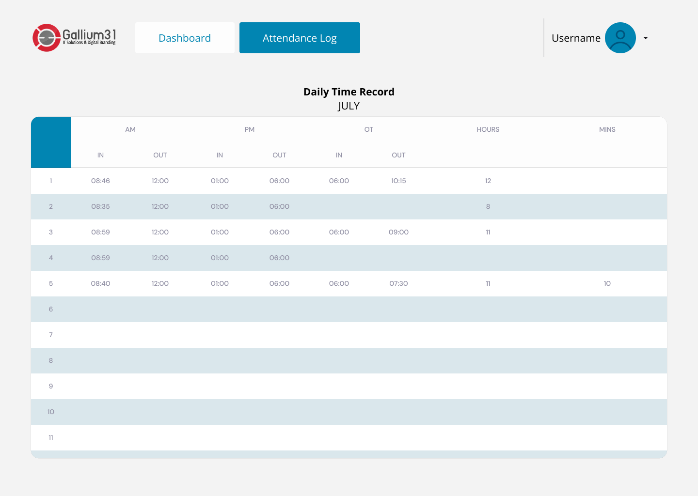 User Attendance Log illustration